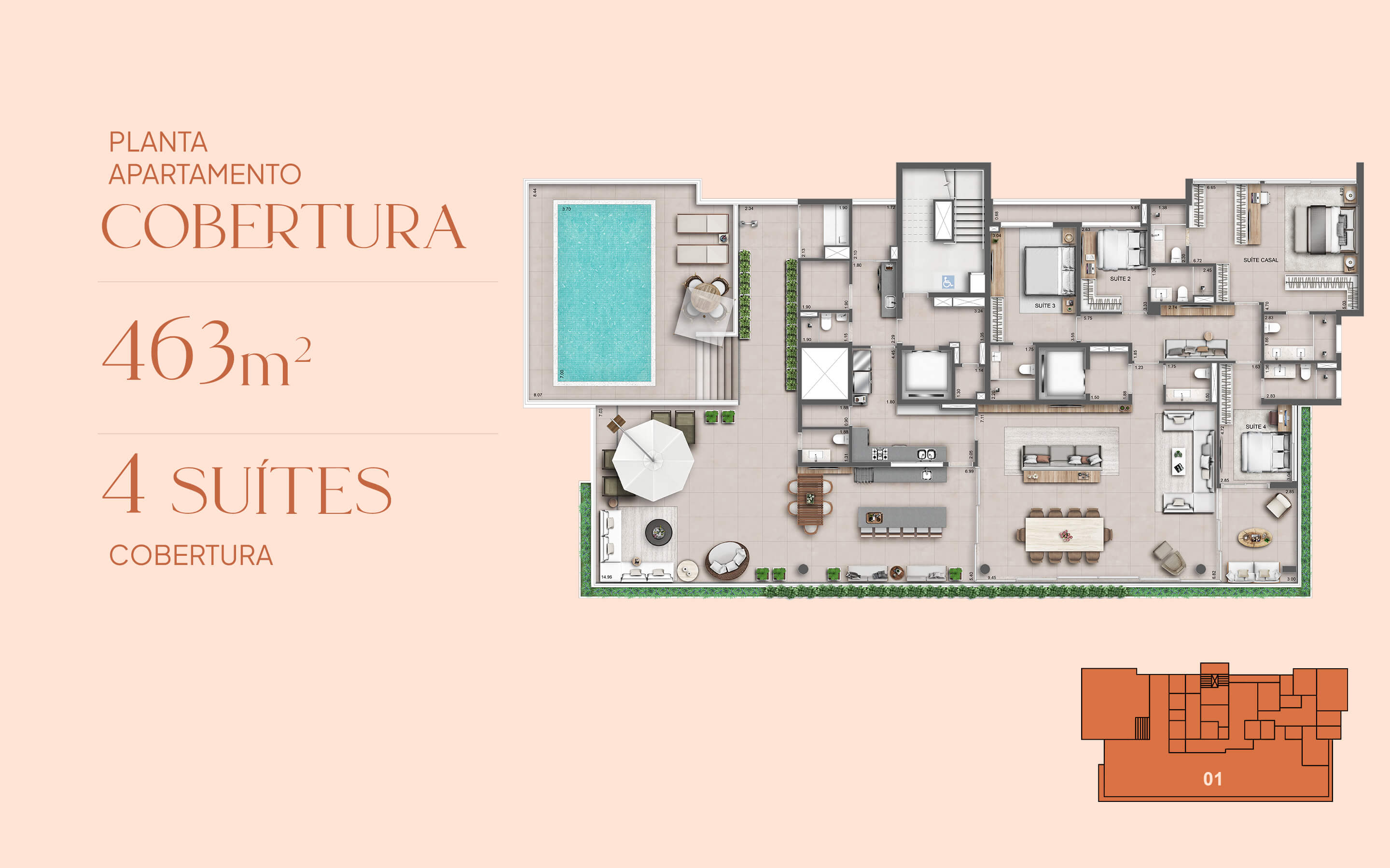 Planta Cobertura Linear — 463 m²